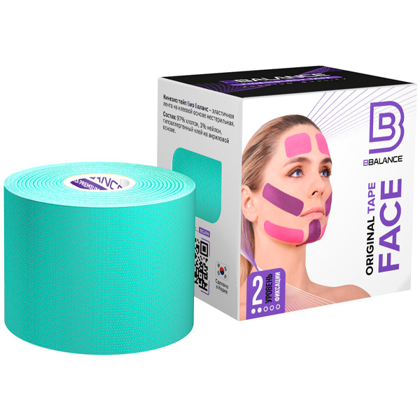 Кинезио тейп Bio Balance Tape Face Premium Quality для лица 5см х 5м мята.